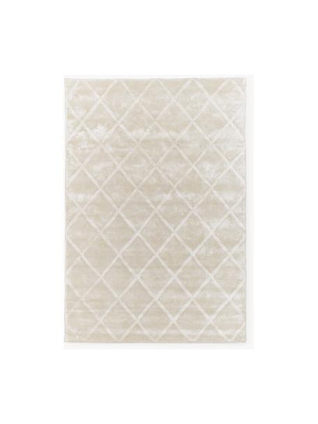 Ručně všívaný viskózový koberec s diamantovým vzorem Shiny, Světle béžová, Š 160 cm, D 230 cm (velikost M)