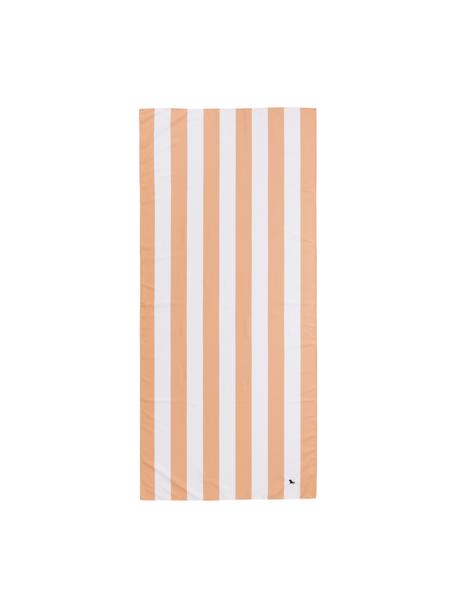Dun gestreept microvezel strandlaken Cabana in oranje, Oranje, wit, B 90 x L 200 cm