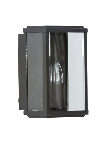 Venkovní nástěnné svítidlo se skleněným stínidlem Wally, Černá, transparentní, Š 16 cm