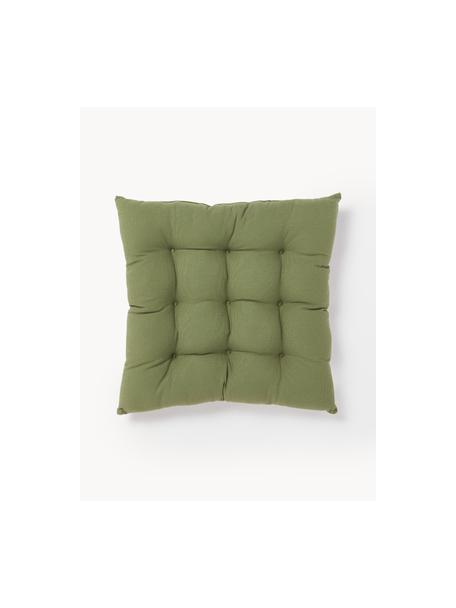 Coussins d'assise en coton Ava, 2 pièces, Vert olive, larg. 40 x long. 40 cm