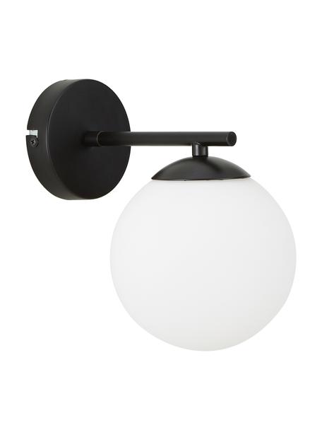 Applique murale boule en verre opalescent Atlanta, Blanc, noir, Ø 15 x haut. 22 cm