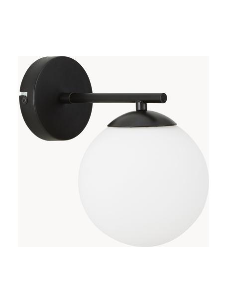 Aplique de vidrio opalino Atlanta, Pantalla: vidrio, Estructura: metal con pintura en polv, Fijación: metal con pintura en polv, Blanco, negro, Ø 15 x Al 22 cm
