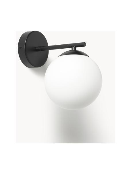 Nástěnné svítidlo z opálového skla Atlanta, Bílá, černá, Ø 15 cm, V 22 cm