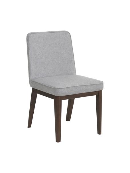 Gestoffeerde stoel Koga in grijs, Bekleding: 100% polyester De slijtva, Poten: essenhout, Frame: metaal, Geweven stof grijs, B 47 x H 86 cm