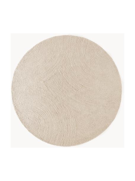 Kulatý ručně všívaný koberec s nízkým vlasem vyrobený z recyklovaných materiálů Eleni, Béžová, Ø 200 cm (velikost L)