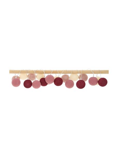 LED lichtslinger Colorain, 378 cm, 20 lampions, Lampions: polyester, WFTO gecertifi, Crèmewit, roze, rood, L 378 cm