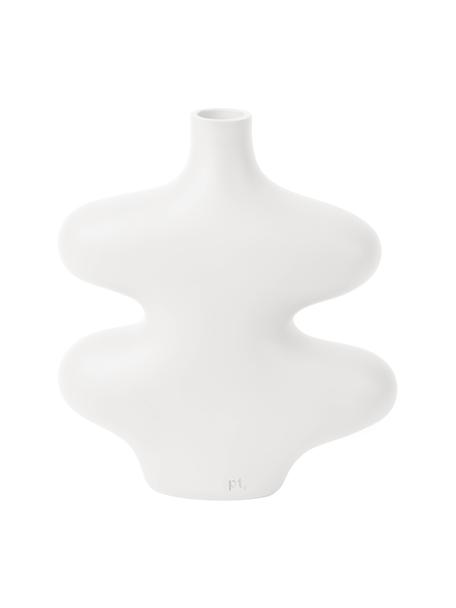 Vaso bianco in forma organica Organic Curves, Poliresina, Bianco, Larg. 18 x Alt. 21 cm