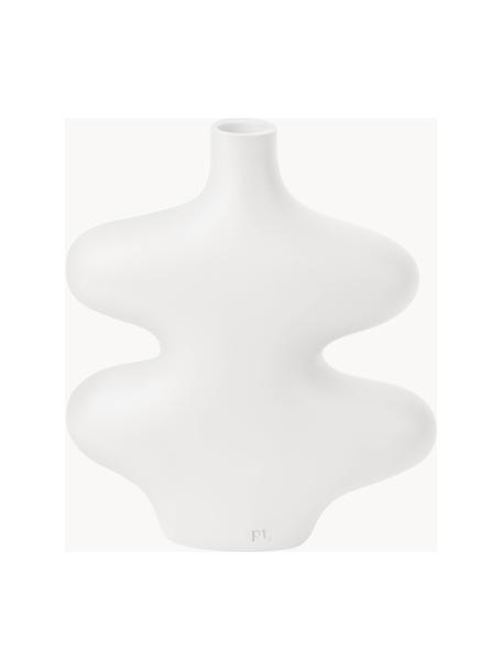 Vase design Organic Curves, haut. 21 cm, Polyrésine, Blanc, larg. 18 x haut. 21 cm