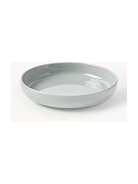 Assiettes creuses en porcelaine Nessa, 4 pièces, Porcelaine de haute qualité, Gris clair, haute brillance, Ø 21 cm