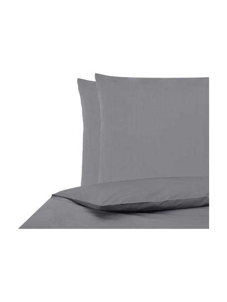 Povlečení z bavlněného perkálu Elsie, Tmavě šedá, 240 x 220 cm + 2 polštáře 80 x 80 cm