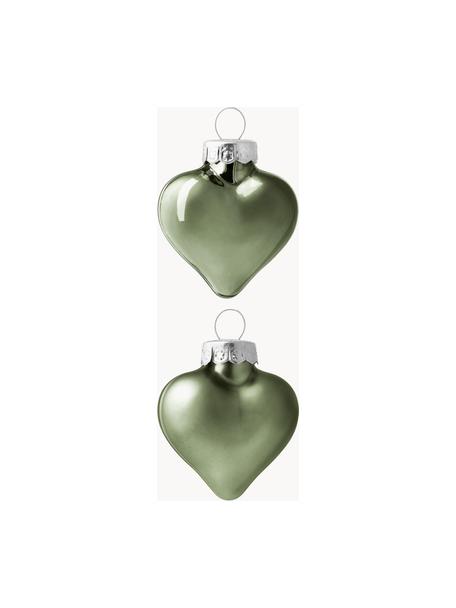 Bolas de Navidad corazón Evergreen, 12 uds., Vidrio, Verde musgo, An 5 x Al 4 cm