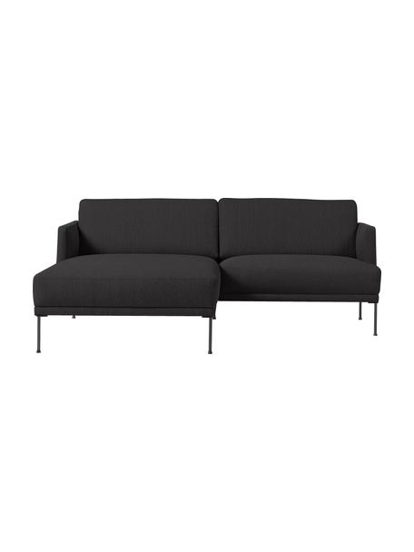 Kleine hoekbank Fluente met metalen poten, Bekleding: 100% polyester De slijtva, Frame: massief grenenhout, FSC-g, Poten: gepoedercoat metaal, Geweven stof donkergrijs, B 198 x D 152 cm, hoekdeel links