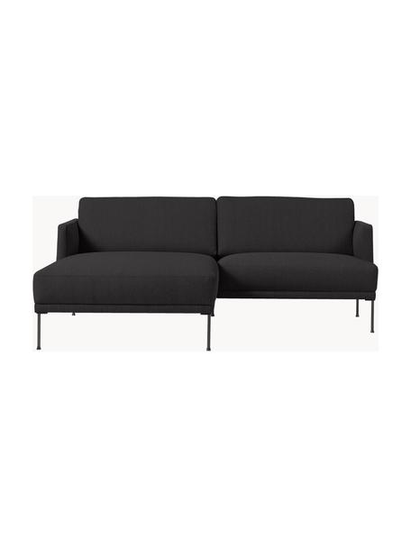 Kleine hoekbank Fluente, Bekleding: 100% polyester Met 35.000, Frame: massief grenenhout, FSC-g, Poten: gepoedercoat metaal, Geweven stof antraciet, B 198 x D 152 cm, hoekdeel links