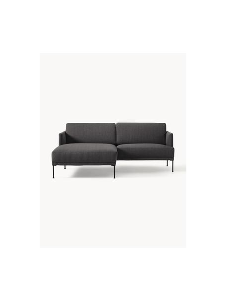 Kleines Ecksofa Fluente, Bezug: 100 % Polyester Der strap, Gestell: Massives Kiefernholz, Bir, Füße: Metall, pulverbeschichtet, Webstoff Anthrazit, B 198 x T 152 cm, Eckteil links