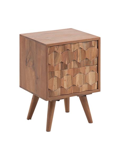 Noční stolek se zásuvkou Khaleesi, Masivní přírodní akátové dřevo, Akátové dřevo, Š 40 cm, V 55 cm