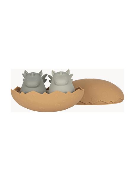 Juguetes de baño de silicona Dino Egg, 3 pzas., 100% silicona, Beige, tonos grises, Set de diferentes tamaños