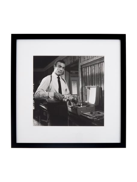 Impresión digital enmarcada Connery, Ilustración: negro, blanco Marco: negro, An 40 x Al 40 cm