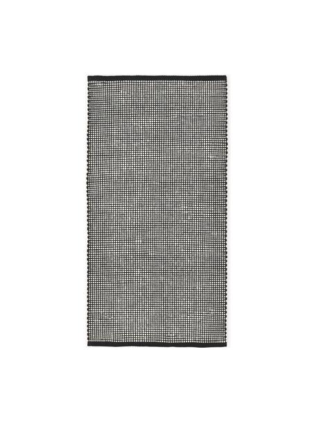 Tapis en laine tissé main Amaro, Noir, blanc crème, larg. 80 x long. 150 cm (taille XS)