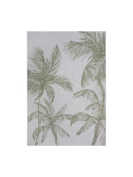 In- & outdoor vloerkleed Jaora met palmmotief in grijs/groen, 100% polypropyleen, Grijs, groen, B 120 x L 170 cm (maat S)