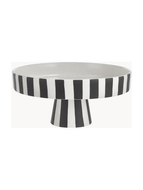 Keramik Servierplatte Toppu im Streifendesign, Keramik, Weiß, Schwarz, Ø 20 x H 9 cm
