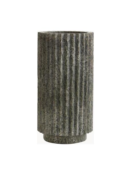 Vaso in marmo Loon, alt. 24 cm, Marmo, Verde oliva marmorizzato, Ø 12 x Alt. 24 cm