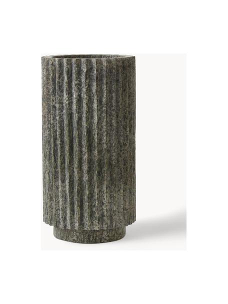 Marmor-Vase Loon, H 24 cm, Marmor, Olivgrün, marmoriert, Ø 12 x H 24 cm