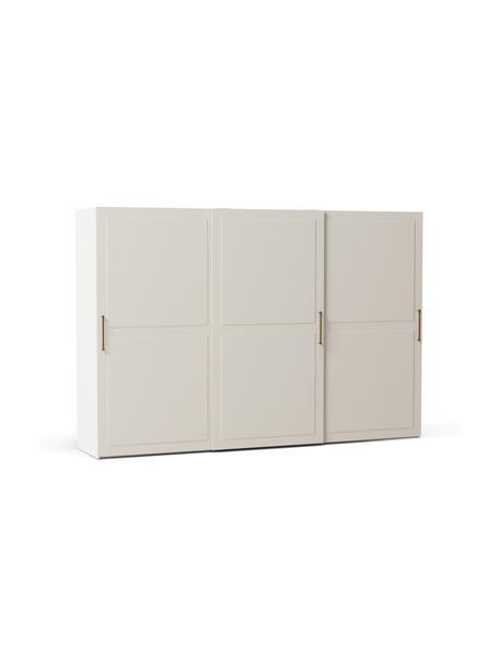 Modulová šatní skříň s posuvnými dveřmi Charlotte, šířka 300 cm, různé varianty, Dřevo, béžově lakované, Interiér Basic, V 200 cm