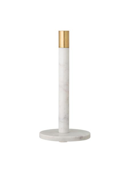 Marmor-Küchenrollenhalter Emira, Dekor: Messing, Weiss, marmoriert, Messingfarben, Ø 15 cm