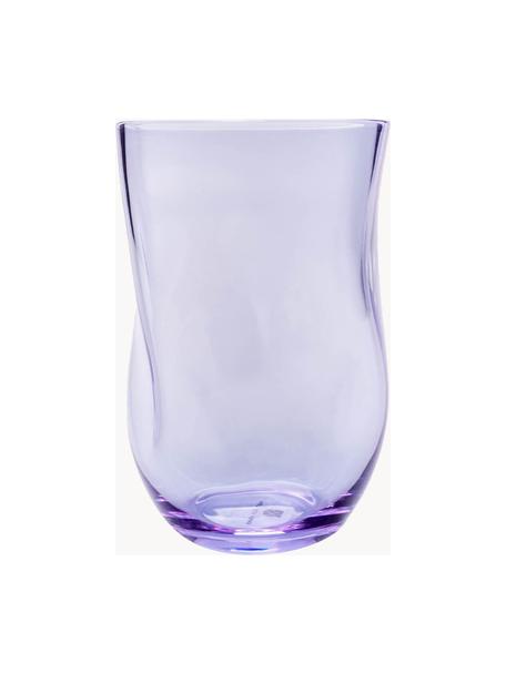 Bicchieri per acqua fatti a mano dalla forma organica Squeeze 6 pz, Vetro, Lilla, Ø 7 x Alt. 10 cm, 250 ml