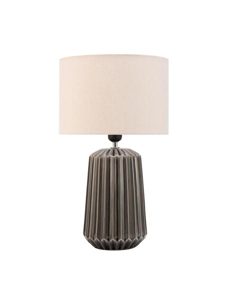 Lampada da tavolo Classy Delight, Paralume: tessuto, Base della lampada: ceramica, Grigio scuro, bianco crema, Ø 28 x Alt. 47 cm