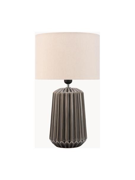 Tafellamp Classy Delight, Lampenkap: stof, Lampvoet: keramiek, Donkergrijs, crèmewit, Ø 28 x H 47 cm