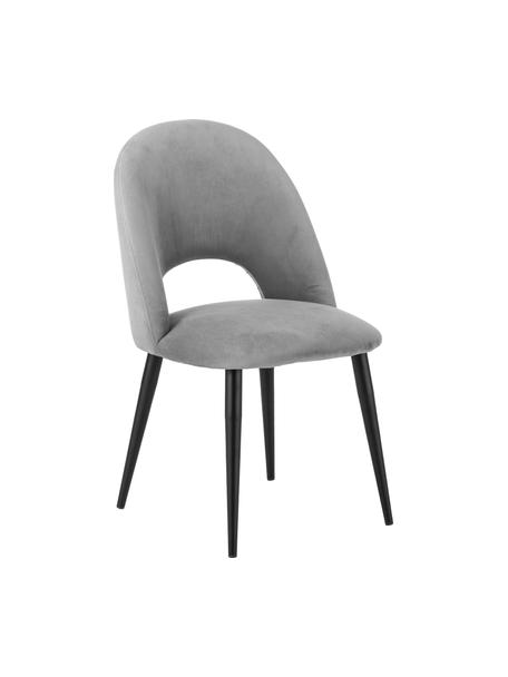 Krzesło tapicerowane z aksamitu Rachel, Tapicerka: aksamit (100% poliestr) D, Nogi: metal malowany proszkowo, Aksamitny szary, S 53 x G 57 cm