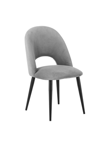 Krzesło tapicerowane z aksamitu Rachel, Tapicerka: aksamit (100% poliestr) D, Nogi: metal malowany proszkowo, Szary aksamit, S 53 x G 57 cm