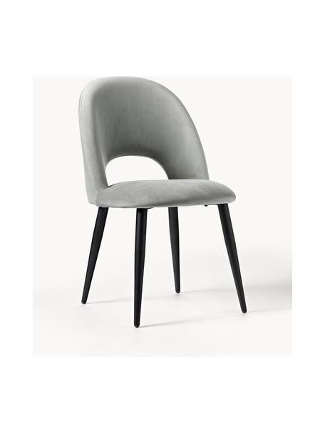 Krzesło tapicerowane z aksamitu Rachel, Tapicerka: aksamit (100% poliester) , Nogi: metal malowany proszkowo, Jasnoszary aksamit, S 53 x G 57 cm