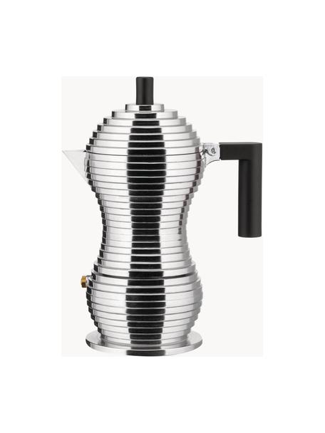 Espressokocher Pulcina für drei Tassen, Gehäuse: Aluminiumguss, Griffe: Polyamid, Silberfarben, Schwarz, B 15 x H 20 cm