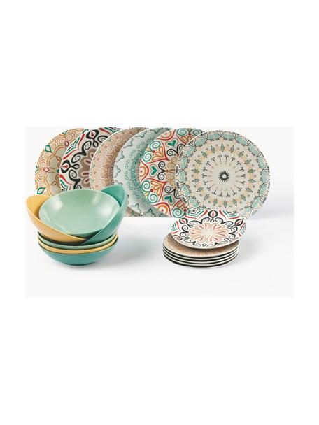 Vajilla de porcelana Sharm, 6 comensales (18 pzas.), Porcelana, Multicolor, 6 comensales (18 pzas.)