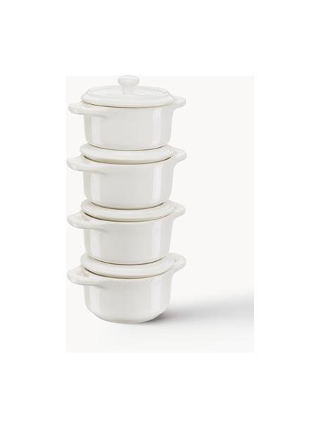 Petits pots Mini Cocotte, 4 pièces, Céramique, émaillée, Blanc, Ø 10 x haut. 7 cm, 200 ml