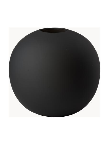 Jarrón esfera artesanal Ball, Al 20 cm, Cerámica, Negro, Ø 20 x Al 20 cm