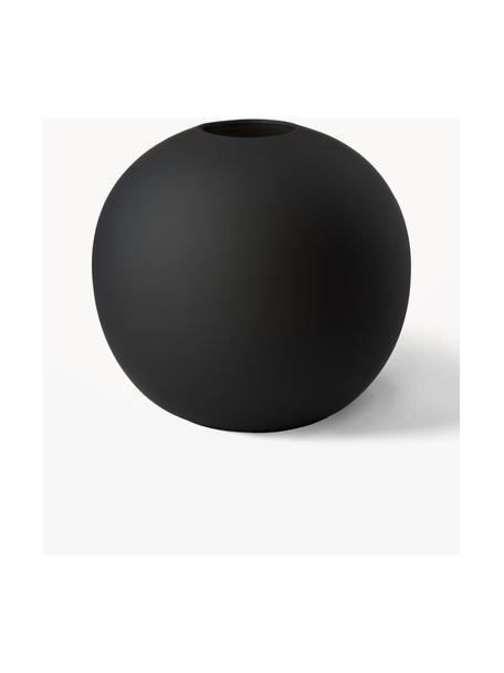 Jarrón esfera artesanal Ball, Al 20 cm, Cerámica, Negro, Ø 20 x Al 20 cm