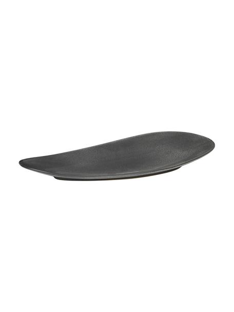 Speiseteller Limfjord in organischer Form, Steingut, Anthrazit, L 32 x B 16 cm