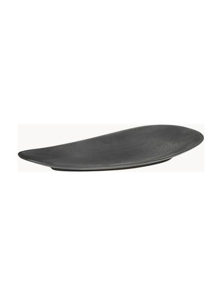 Dinerbord Limfjord in organisch vorm, Keramiek, Antraciet, L 32 x B 16 cm