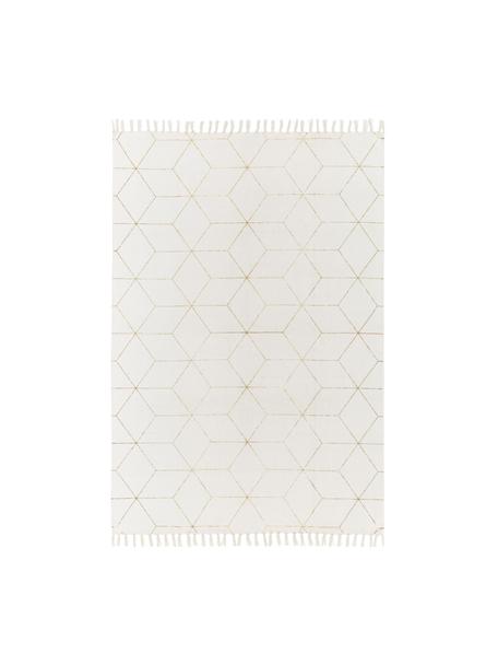 Bavlnený koberec so strapcami Yena, tkaný na plocho, Béžová, zlatá, Š 50 x D 80 cm (veľkosť XXS)