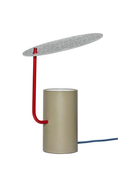 Lampa stołowa ze szklanym kloszem Disc, Stelaż: metal powlekany, Khaki, transparentny, Ø 24 x W 35 cm
