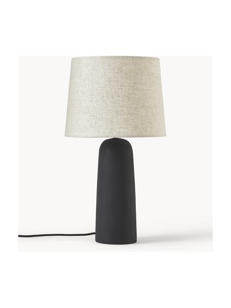 Lámpara de mesa grande de cemento Kaya, Pantalla: 80% algodón, 20% lino, Cable: cubierto en tela, Gris antracita, blanco crema, Ø 29 x Al 52 cm