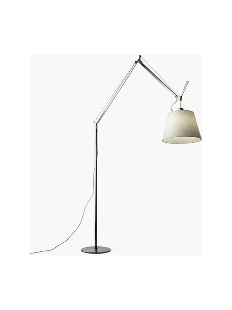 Grote verstelbare leeslamp Tolomeo Mega, Lampenkap: zijde, Lichtgeel, zilverkleurig, H 238 cm