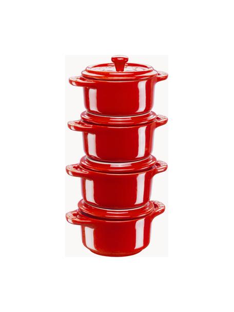 Cacerolas Mini Cocette, 4 uds., Cerámica esmaltada, Rojo, Ø 10 cm x Al 7 cm, 200 ml