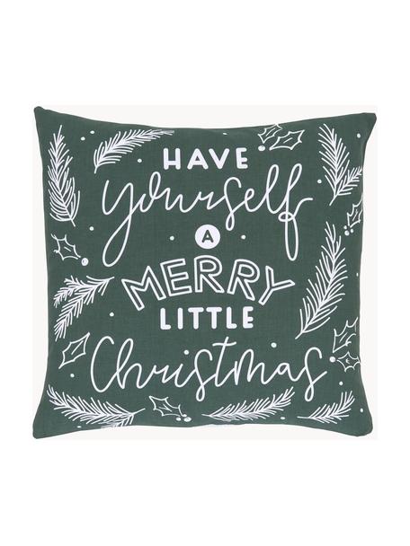 Funda de cojín Little Christmas, 100% algodón ecológico con certificado GOTS, Verde, blanco, An 45 x L 45 cm