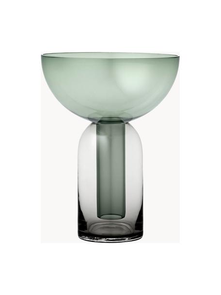 Glas-Vase Torus, H 20 cm, Glas, Dunkelgrau, Dunkelgrün, transparent, Ø 15 x H 20 cm
