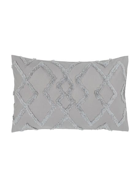 Baumwollperkal-Kissenbezug Faith mit getufteter Verzierung, 100% Baumwolle, Grau, B 40 x L 60 cm
