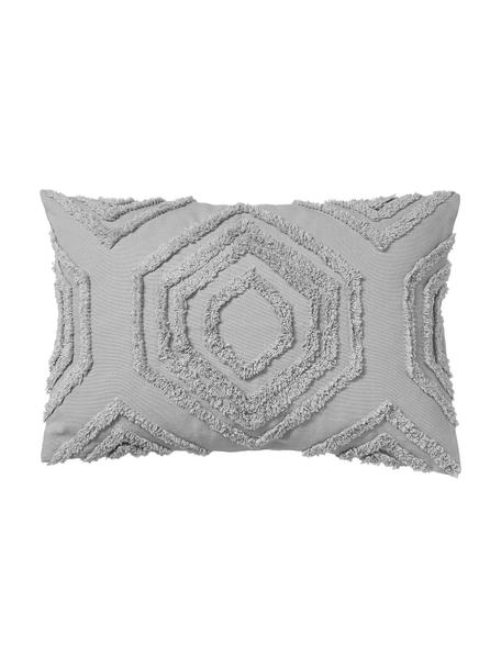 Poszewka na poduszkę z perkalu bawełnianego z tuftowaną dekoracją Faith, 100% bawełna, Szary, S 40 x D 60 cm
